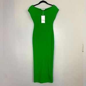 ZARA Women’s Fitted Dress Green Boatneck Size Small